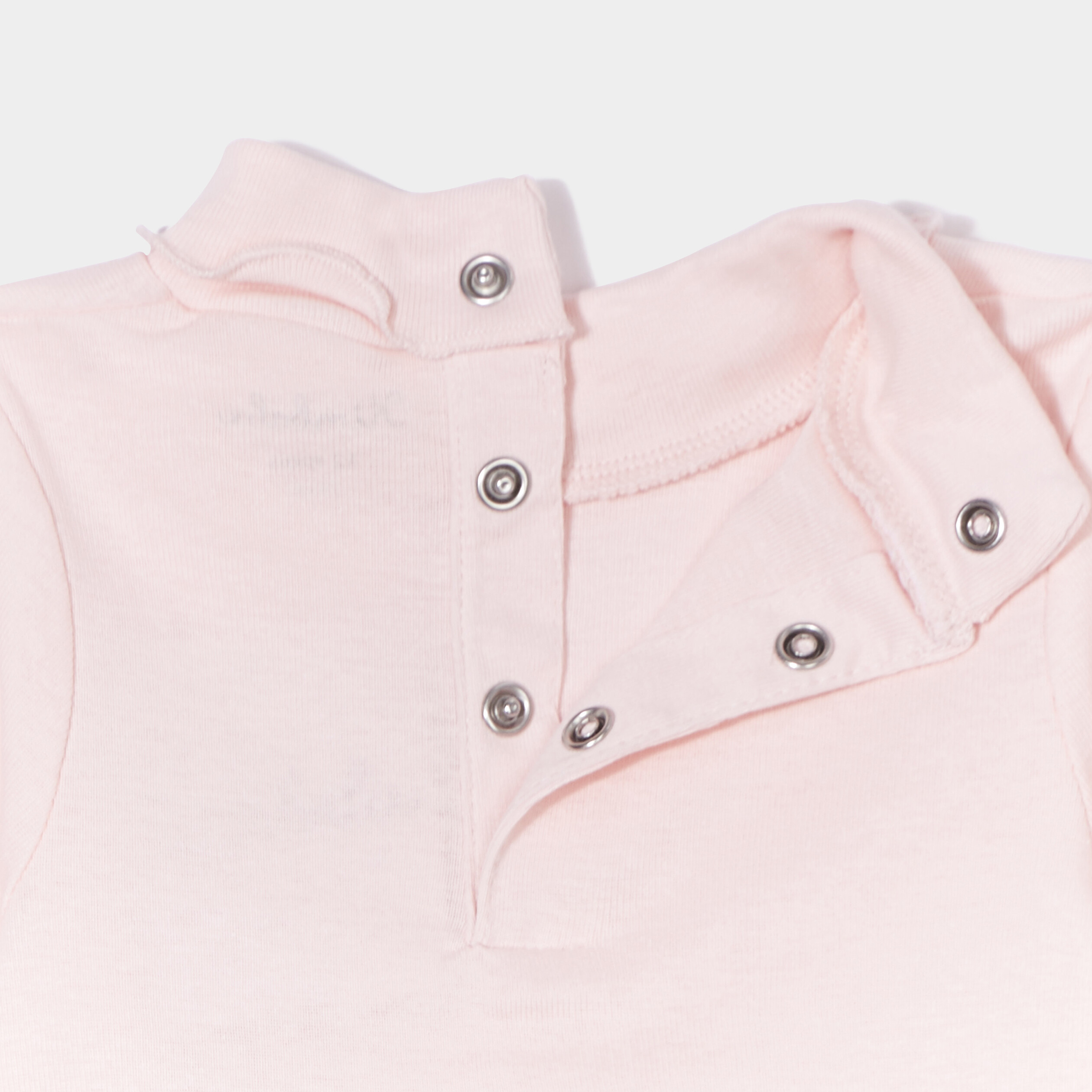 T-shirt col roulé bord vague rose clair bébé fille | La Halle