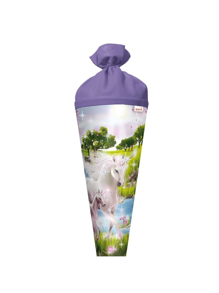 ROTH Schultüte groß Einhorn mit Fohlen 70 cm, Glitter in Lila günstig kaufen onesize