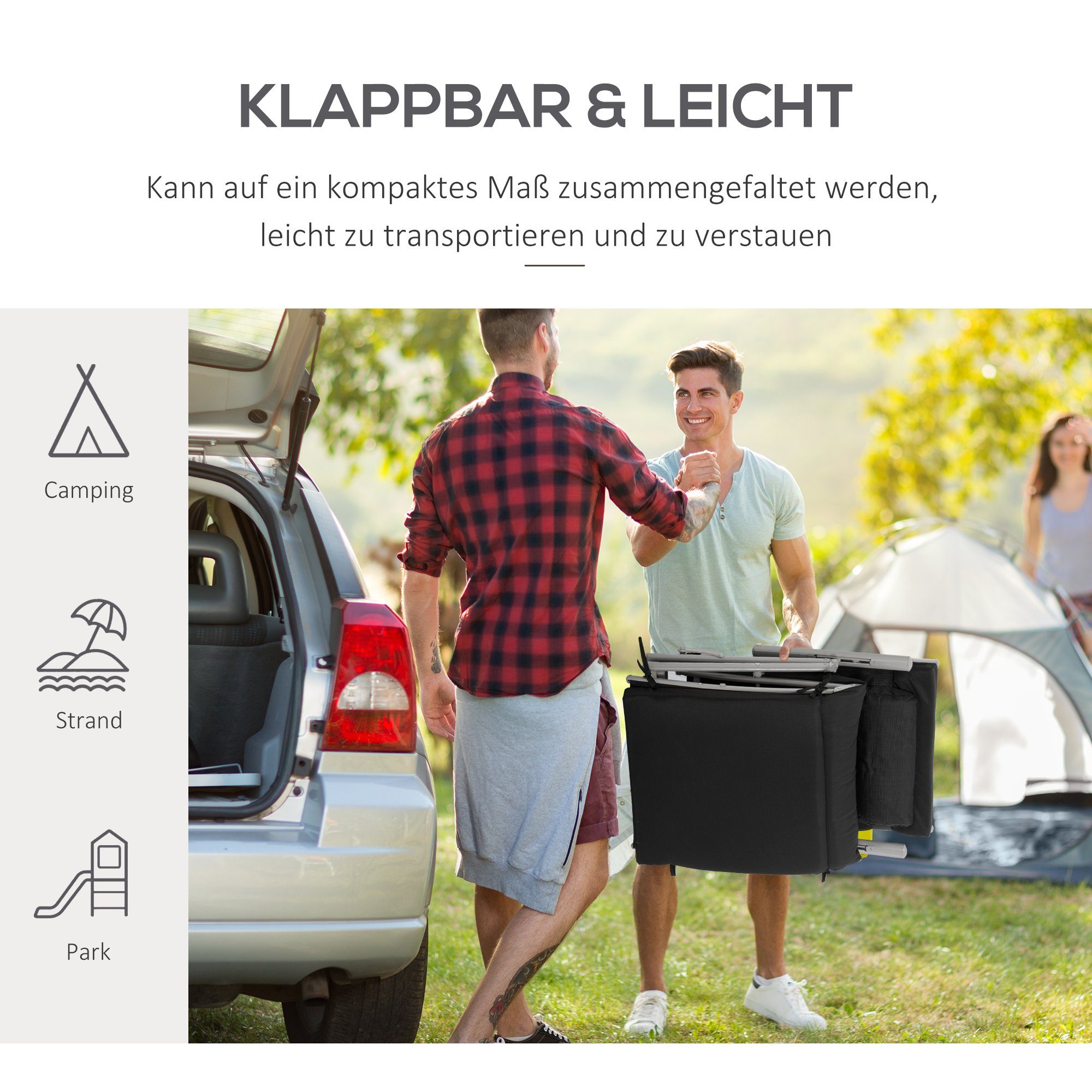 Outsunny Gartenliege Sonnenliege mit Kissen