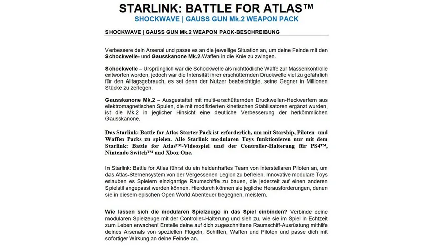 Starlink - Battle for Atlas Weapon Pack Shockwave & Gauss Gun MK.2