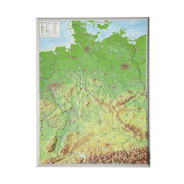 Reliefkarte Deutschland klein 1 : 2 400 000 - Karte