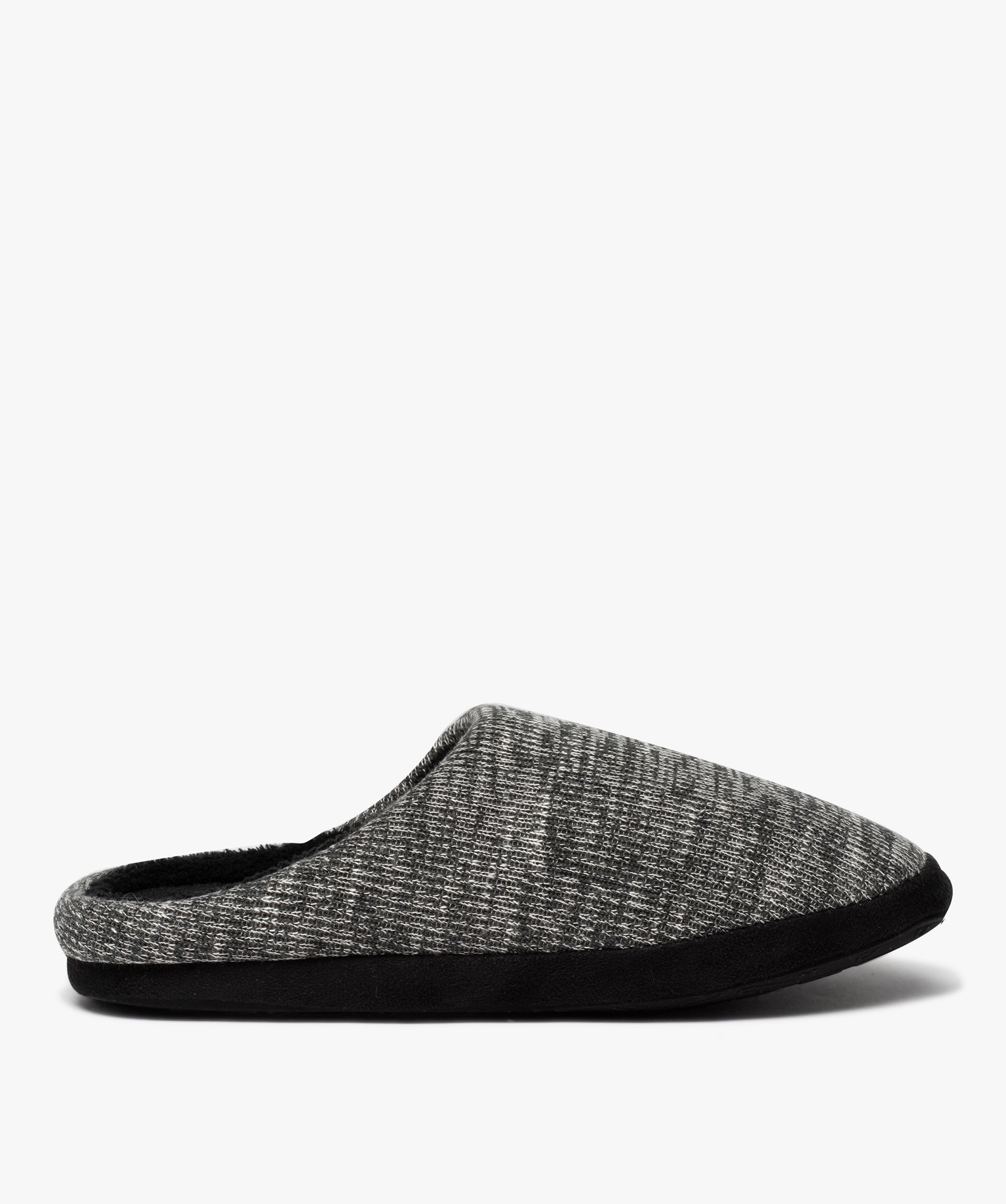 Chaussons homme mules dessus en maille chinée gris | GEMO