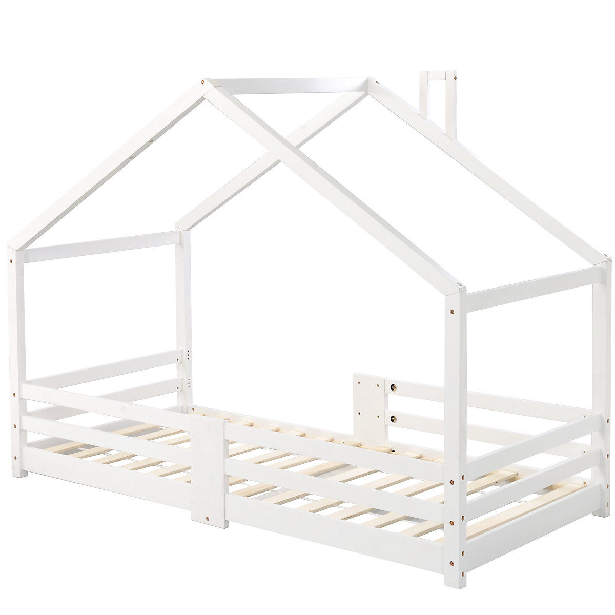 Hausbett 90x200 cm mit Rausfallschutz und Schornstein