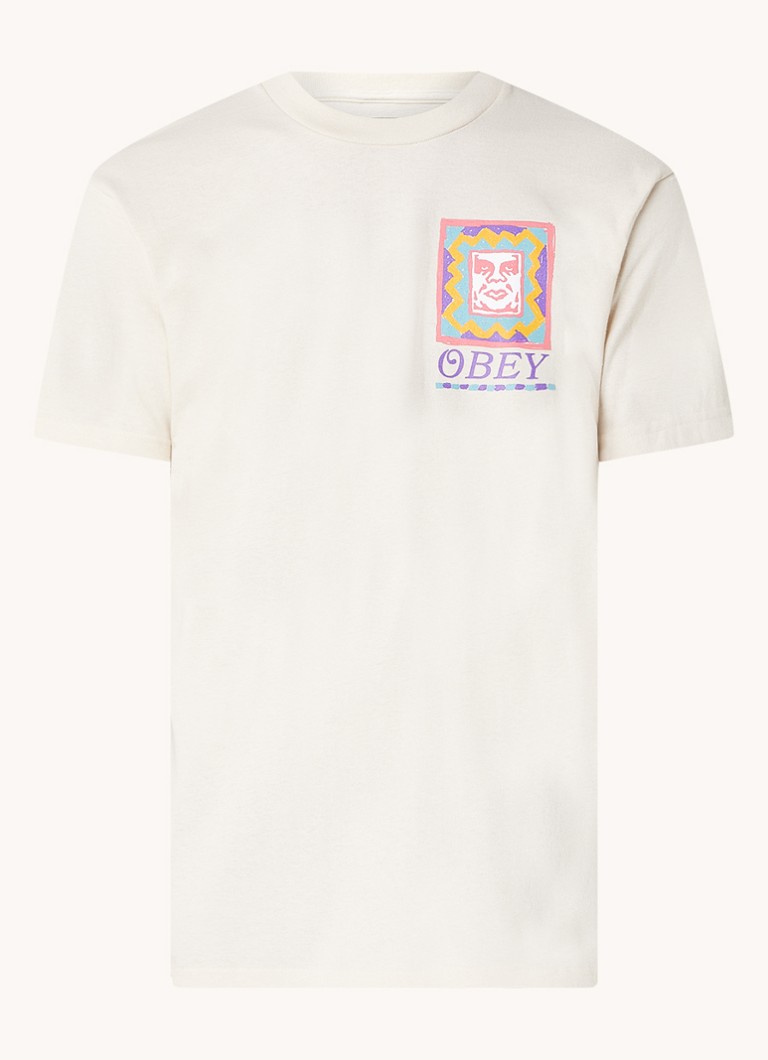 „Obey Throwback“ marškinėliai su logotipu ir spauda nugaroje