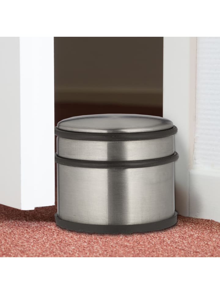 relaxdays 2 x Türstopper in Silber/ Schwarz - (H)7,5 x Ø 9 cm günstig kaufen onesize