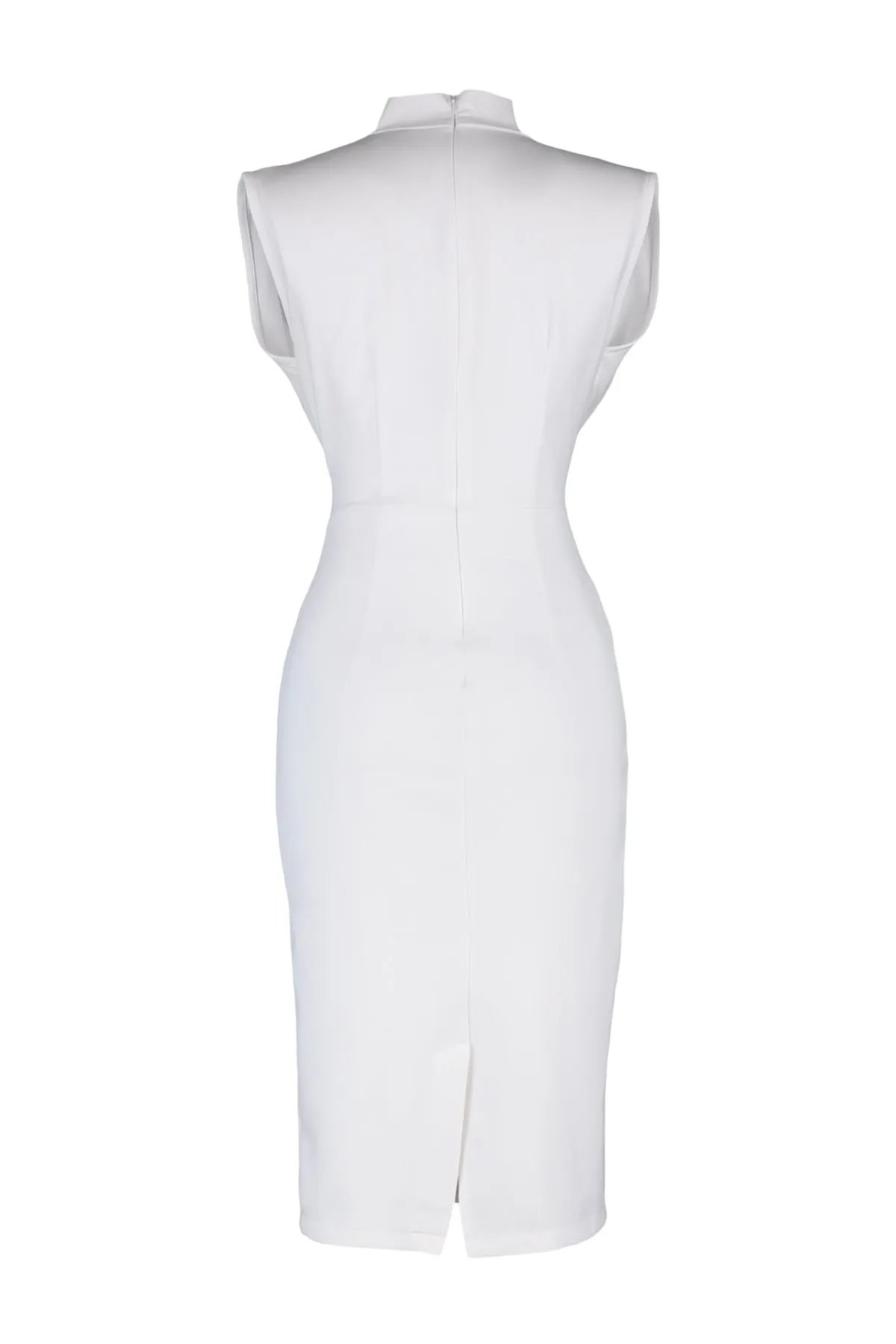 Trendyol Collection  Ecrufarbenes, figurbetontes, gewebtes Kleid mit Stehkragen TWOAW20EL0311