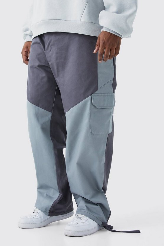 Plus Slim-Fit Colorblock Cargohose mit Lasche
