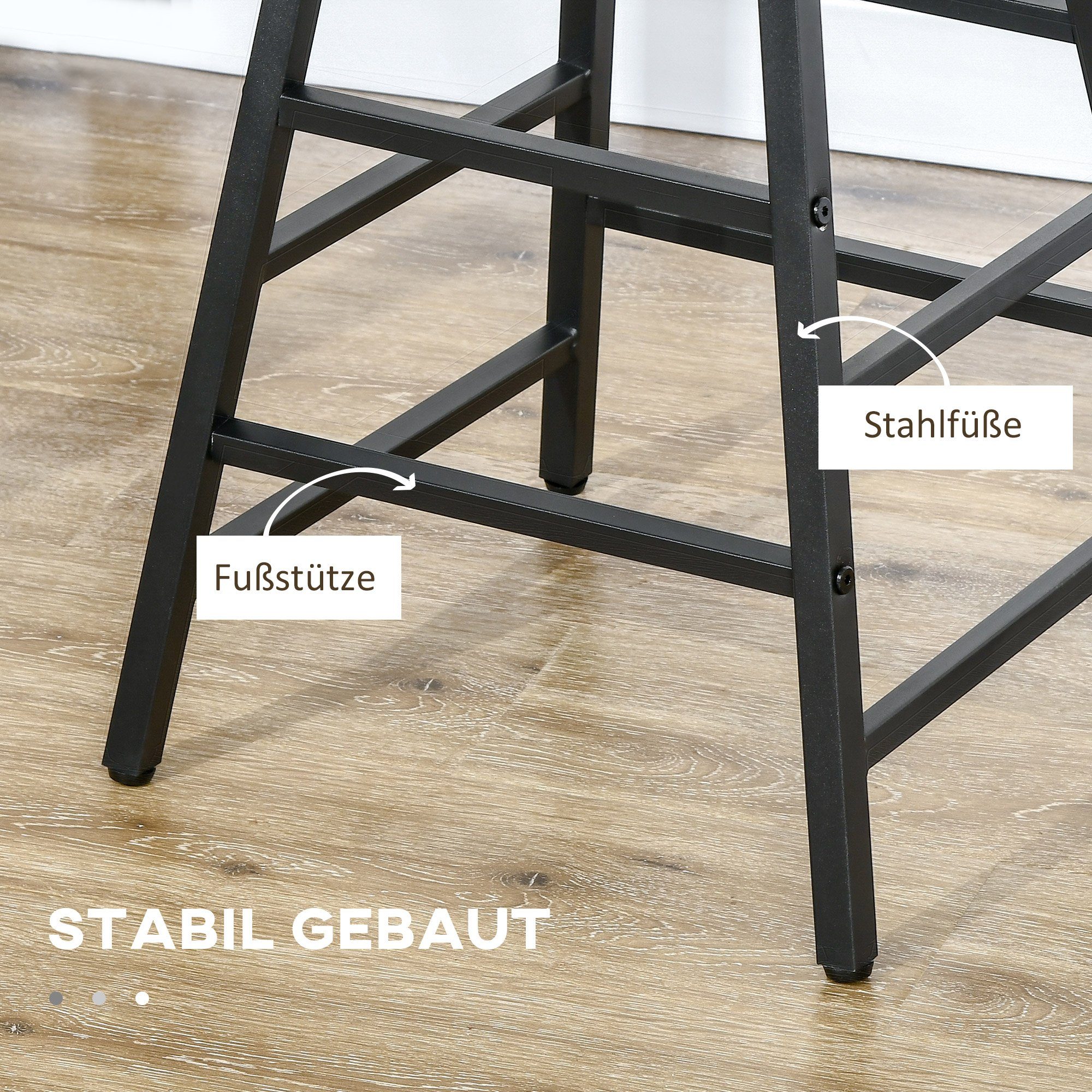 HOMCOM Bargruppe mit Hockern Industrie Design Holzwerkstoff