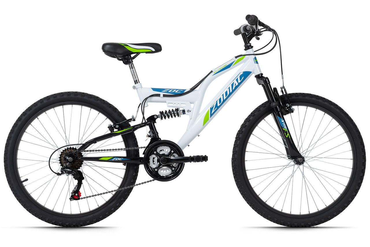 KS Cycling Kinder-Mountainbike Fully 24'' Zodiac weiss-grün RH 38 cm