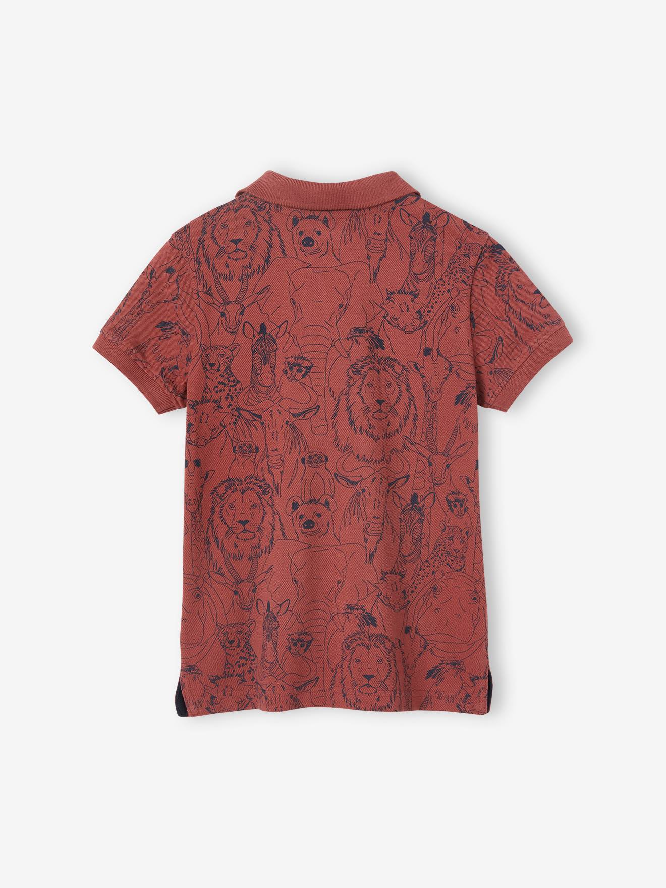 Polo motifs animaux de la jungle garçon terracotta