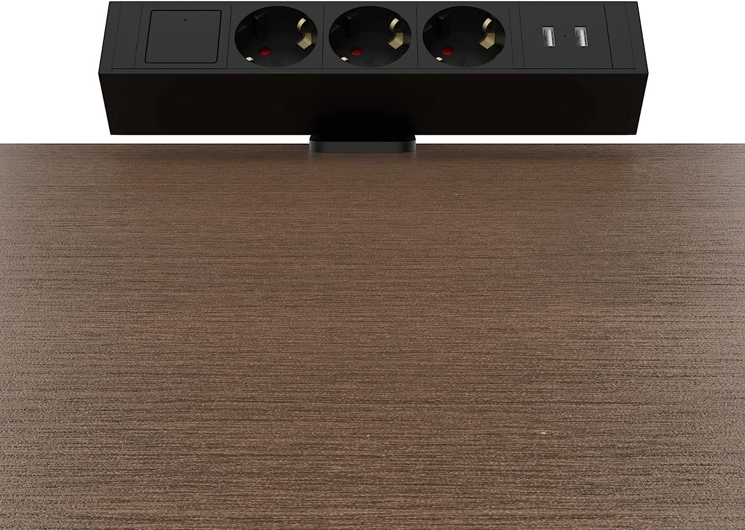 Super Solu Tischsteckdosenleiste mit Schalter /3-Fach und 2 USB Mehrfachsteckdose Steckdosenleiste 3-fach (Ein- / Ausschalter, Übersapannungschutz, Kabellänge 1.8 m), Schwarz, Bewegliche Schiebeschiene mit Metall Desktop Clip