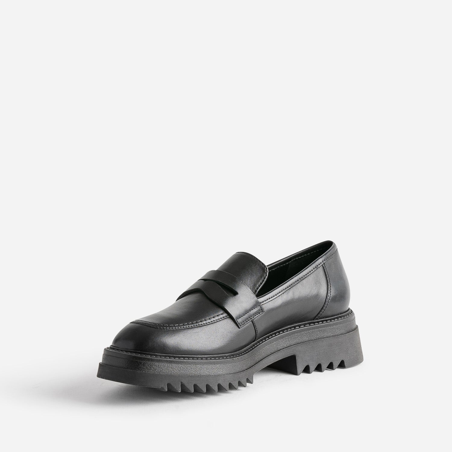 Mocassin TEXTO noir en cuir à semelle crantée