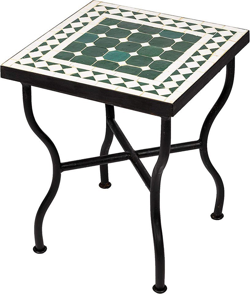 Marrakesch Orient & Mediterran Interior Beistelltisch Mosaiktisch eckig 40cm, Beistelltisch, Gartentisch, Esstisch, Handarbeit