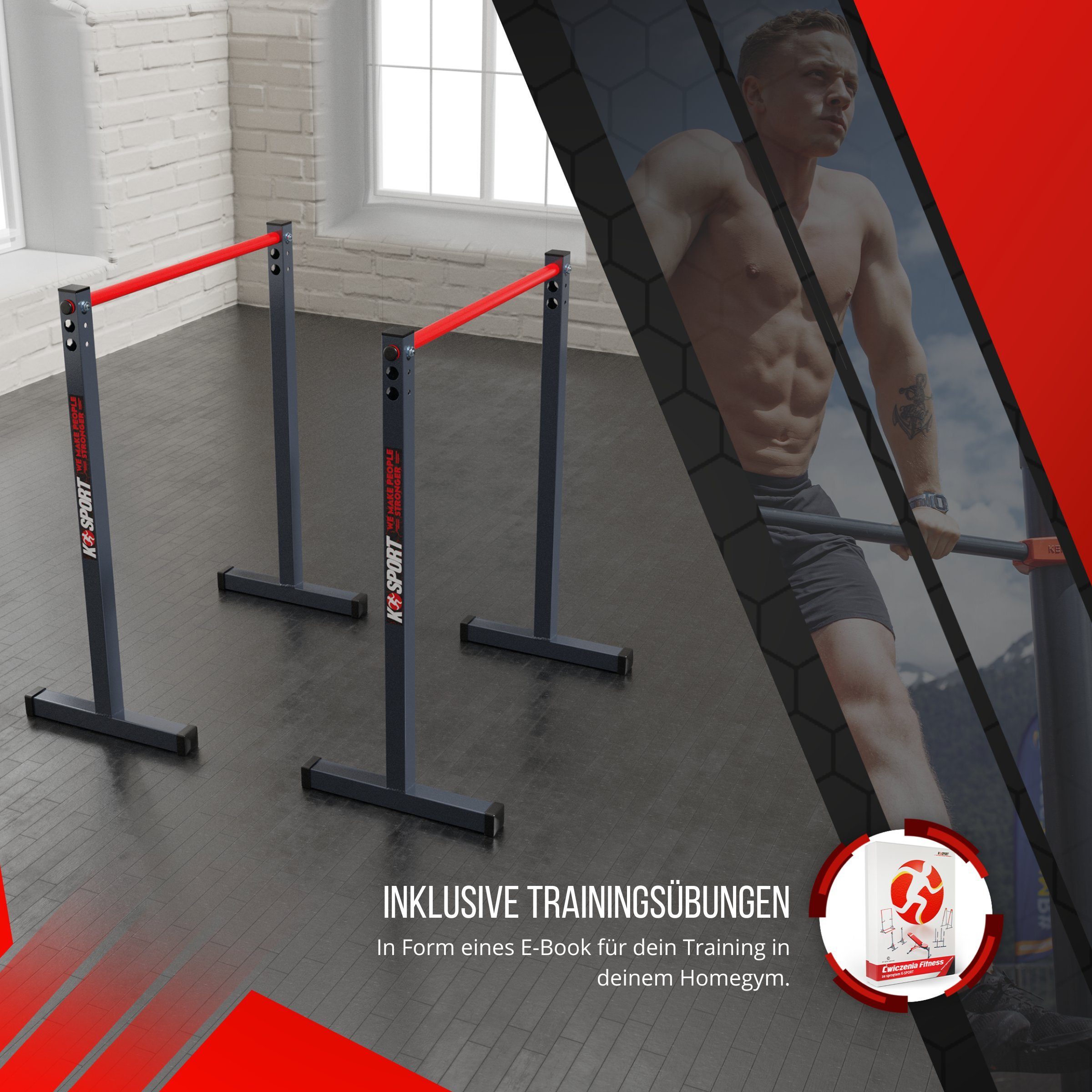 K-SPORT Kraftstation Dip Barren I Dip Sation I Dip- Stange bis 170kg, Made in EU