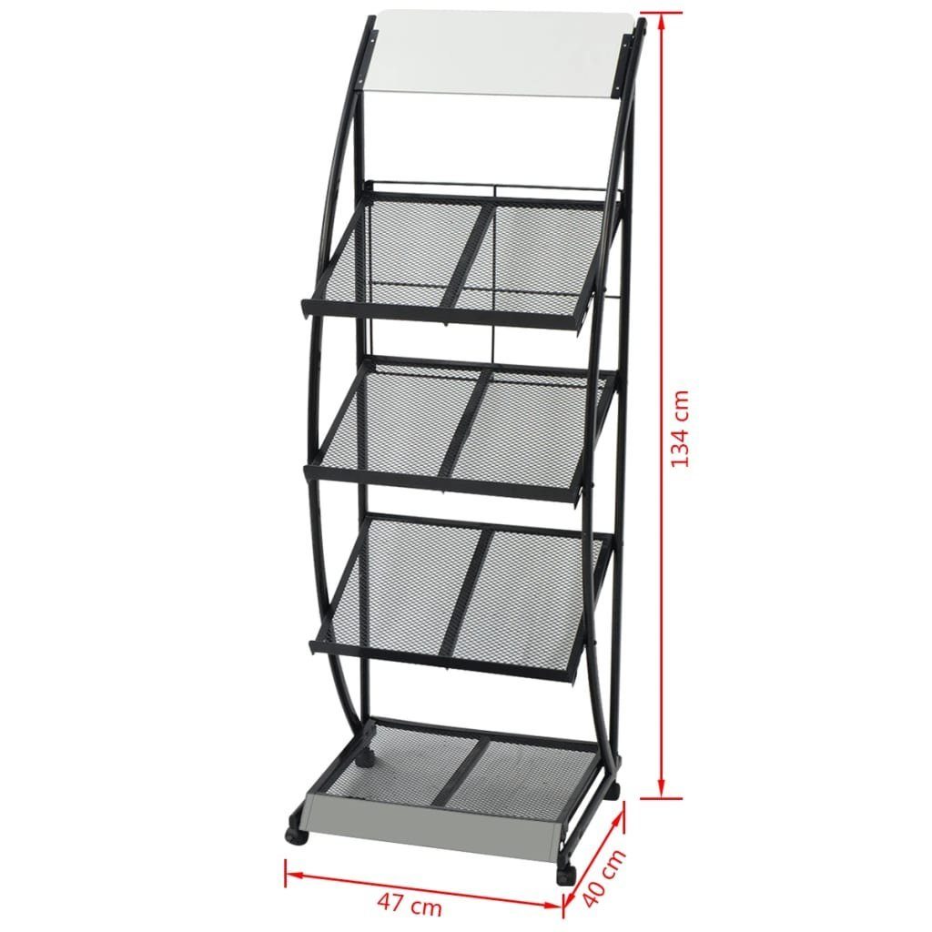 vidaXL Zeitungsständer Zeitschriftenständer 47 x 40 x 134 cm Schwarz und Weiß A4