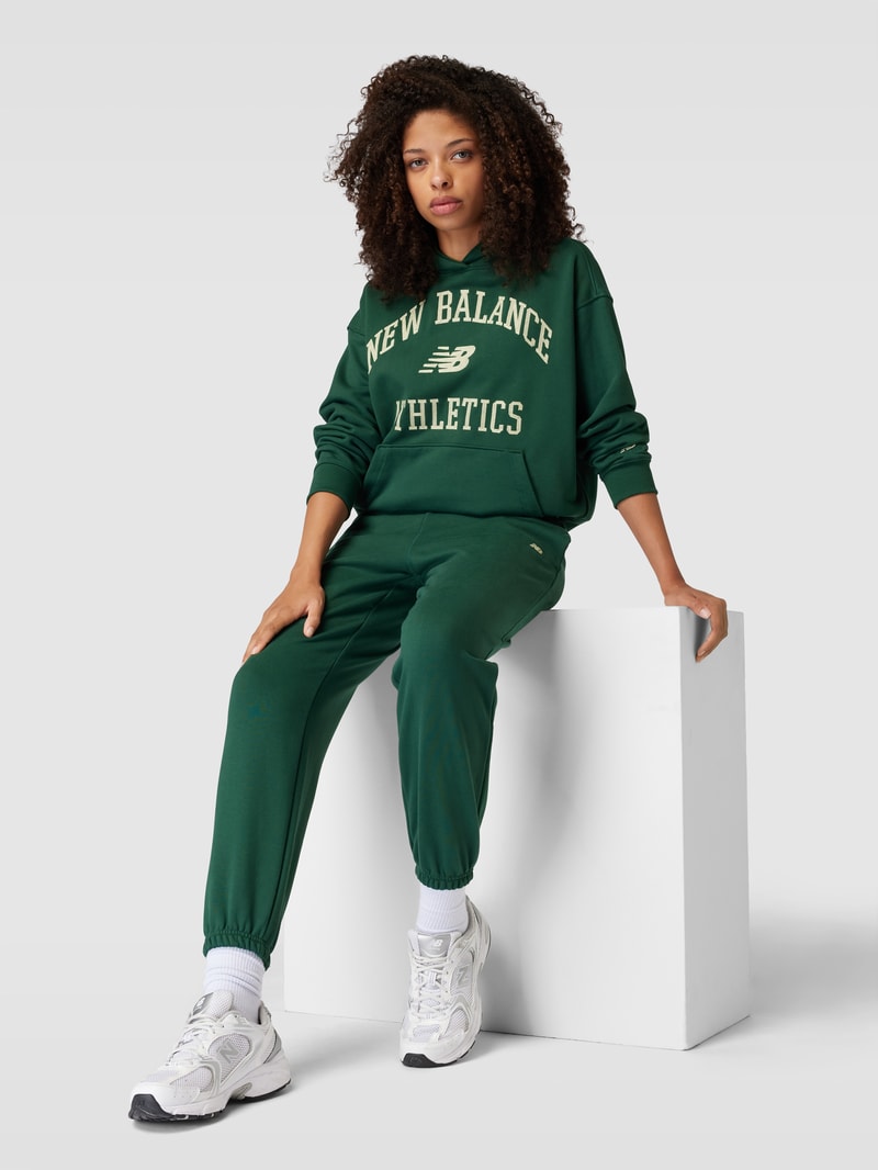 Oversized Hoodie mit Label-Stitching in dunkelgrün