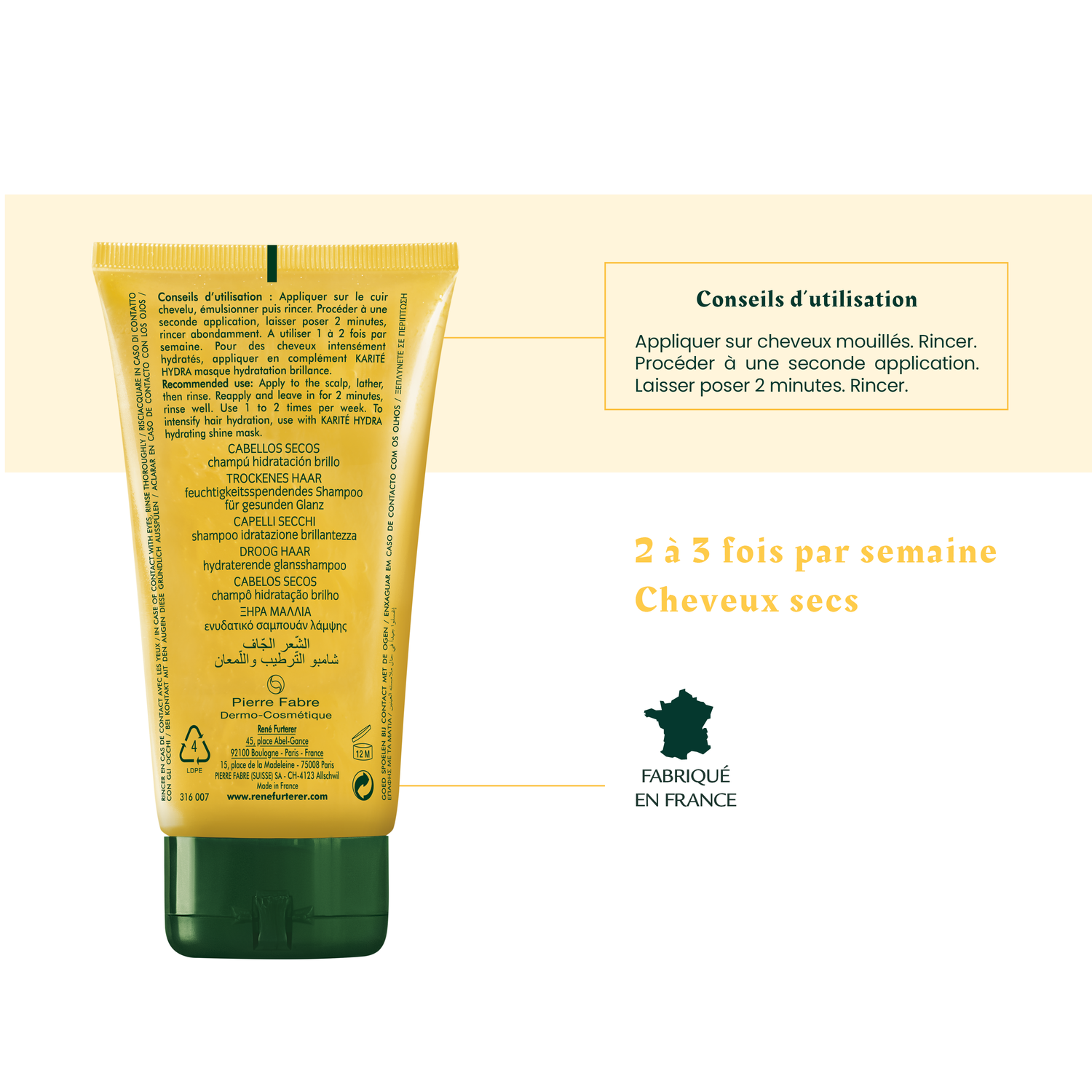 René Furterer Shampoing Nutrition Intense Karité Hydra - Cheveux très secs - 150 ml