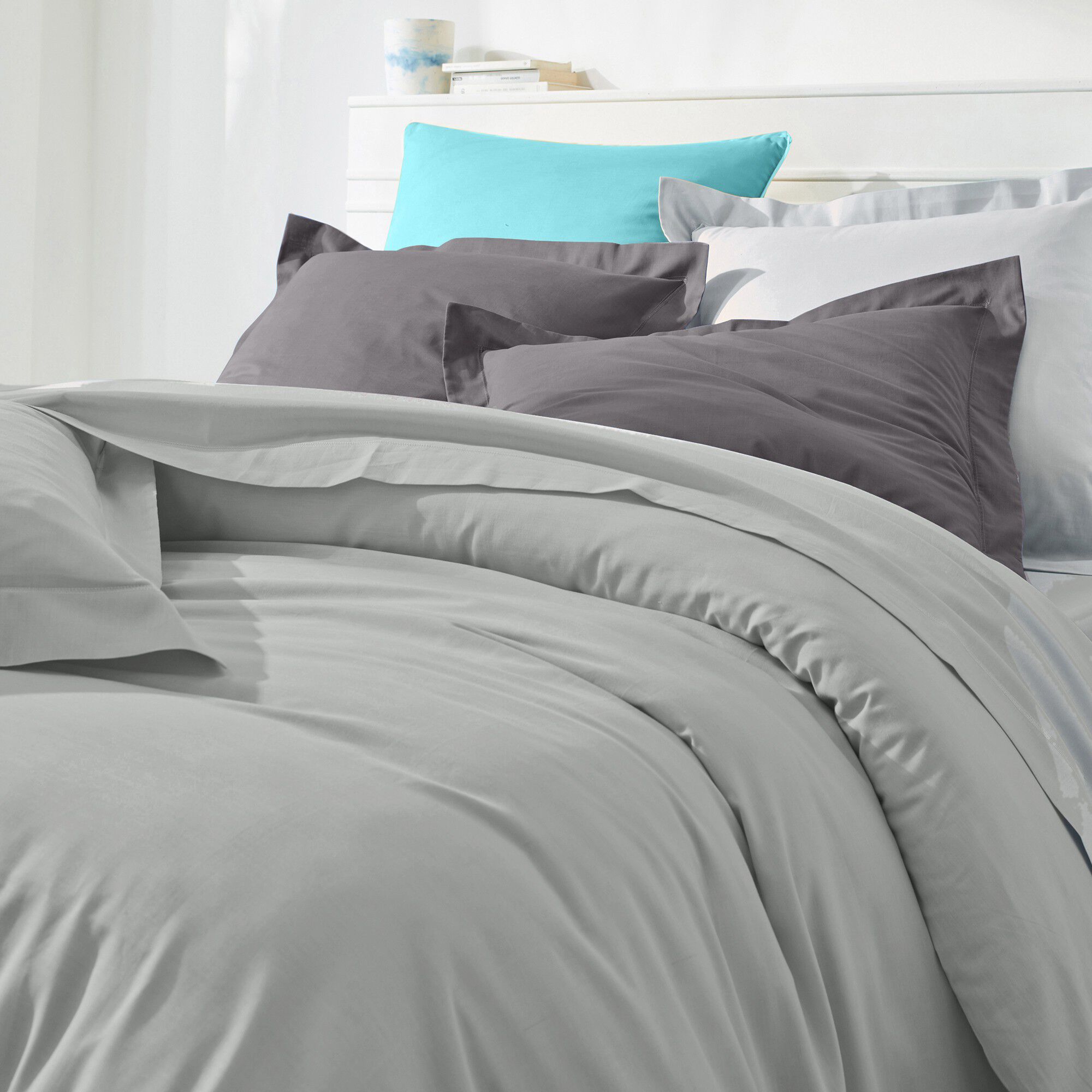 Linge de lit uni polyester-coton Colombine