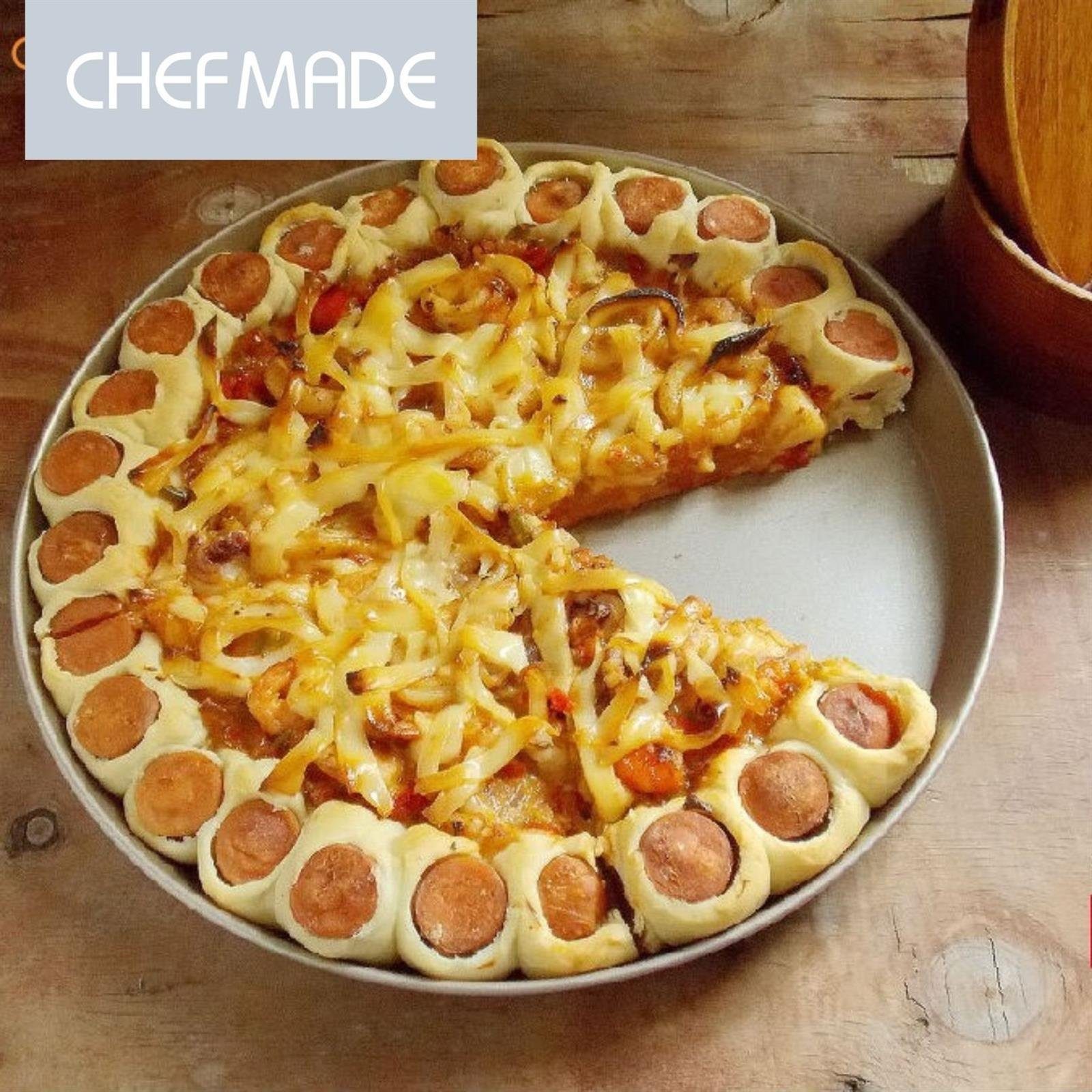 Chefmade Pizzablech Backblech, Karbonstahl, (CHEFMADE, 20cm Pizzablech rund, 219x25mm, Champagnergold, antihaft- & silikonbeschichtet, Pizzaform, Kuchenblech, Tarteform, Quicheform, Ofenblech, Karbonstahl, 1-St., Premium), Pizzablech - Pizzablech Run