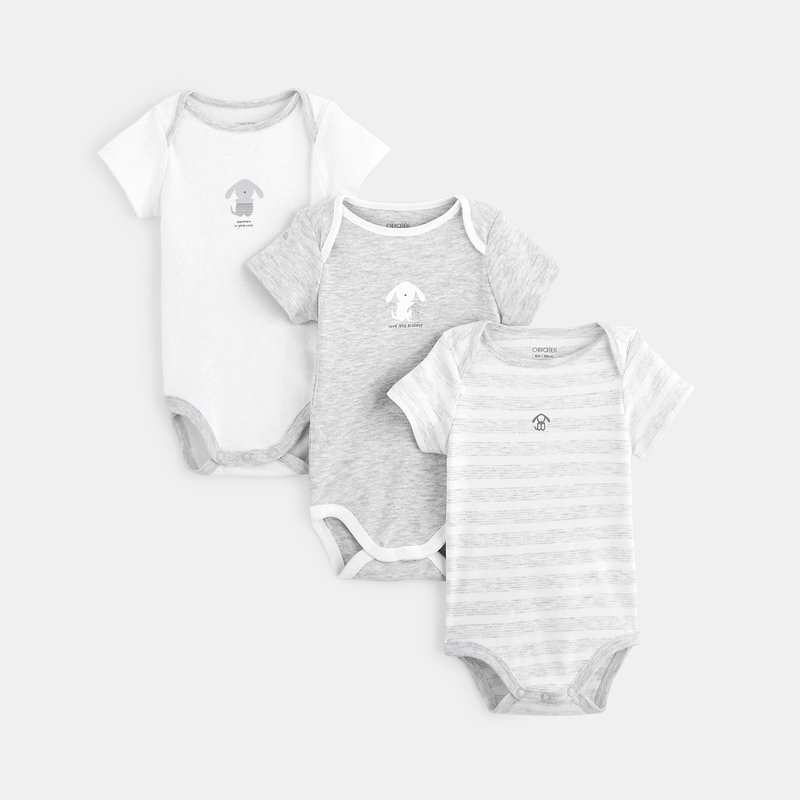 Body manches courtes col US (par 3) blanc naissance