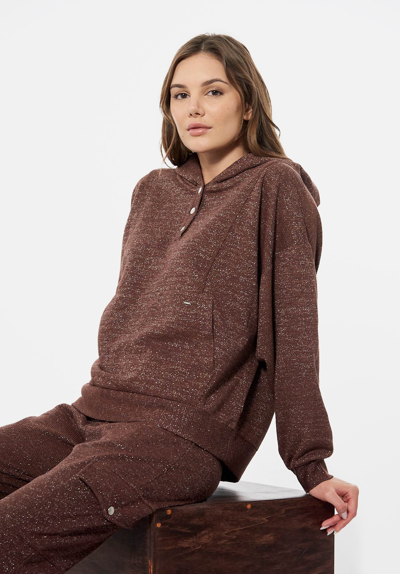 FLEX   Sweat pailleté marron Femme