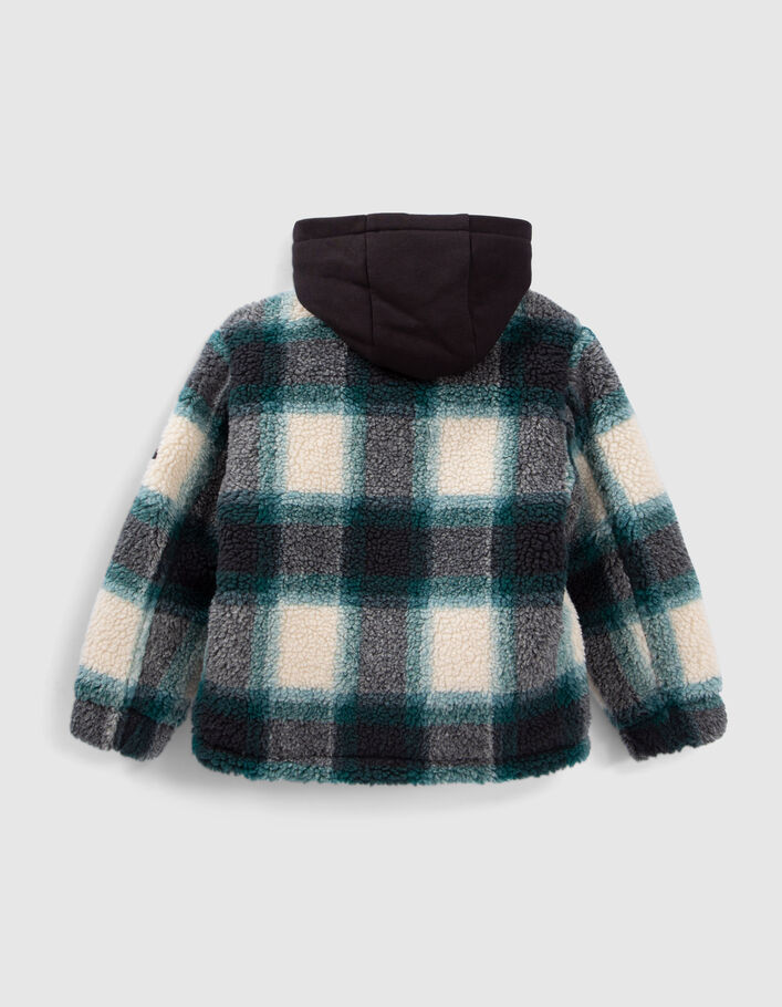 Veste verte en Sherpa à carreaux garçon