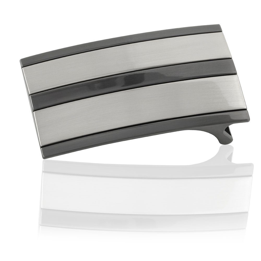 FREDERIC HERMANO Gürtelschnalle 35mm Zink Schwarz - Buckle Stripe - 322607530020