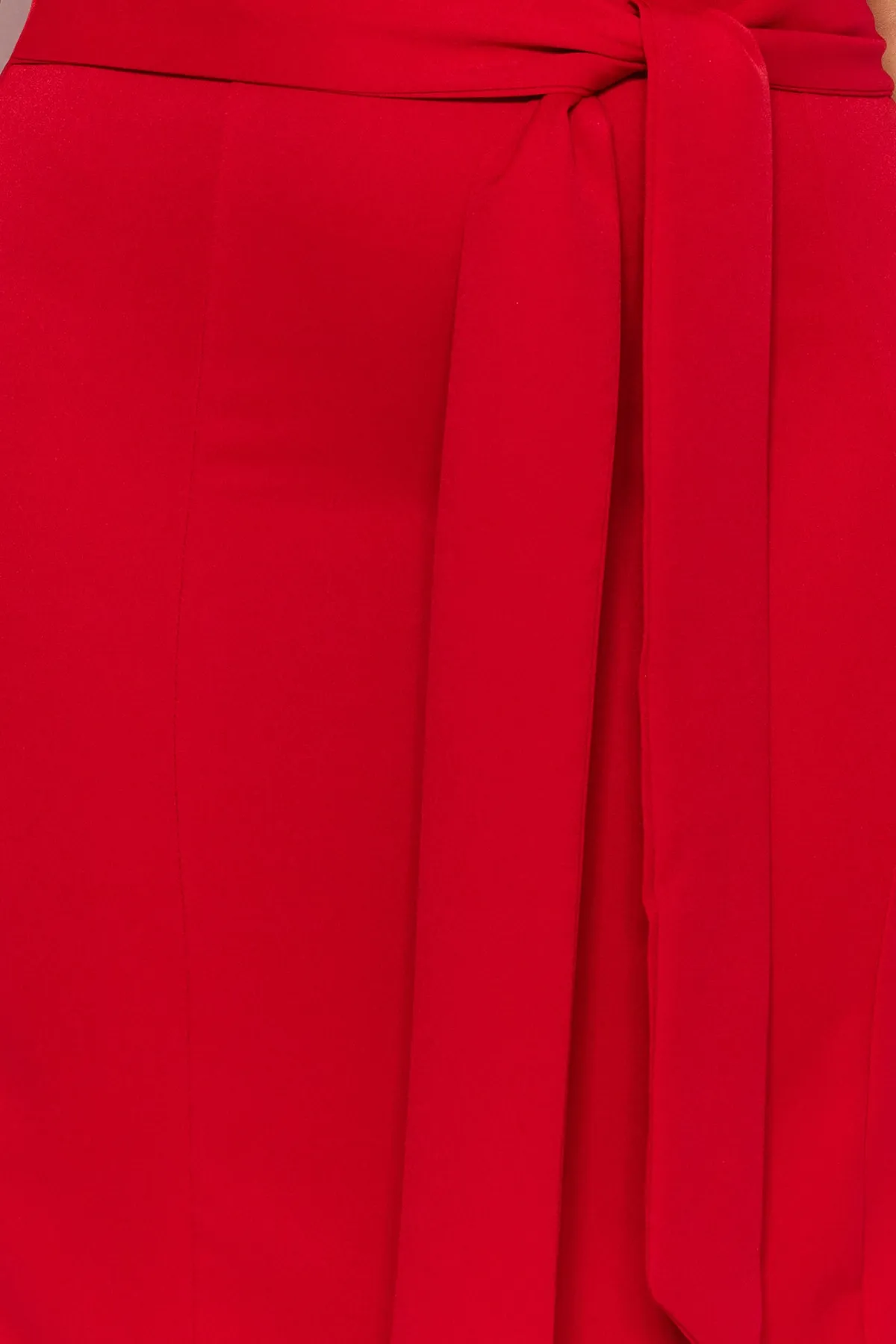 Trendyol Curve  Rotes gewebtes Kleid mit Gürteldetail TBBSS23AH00251