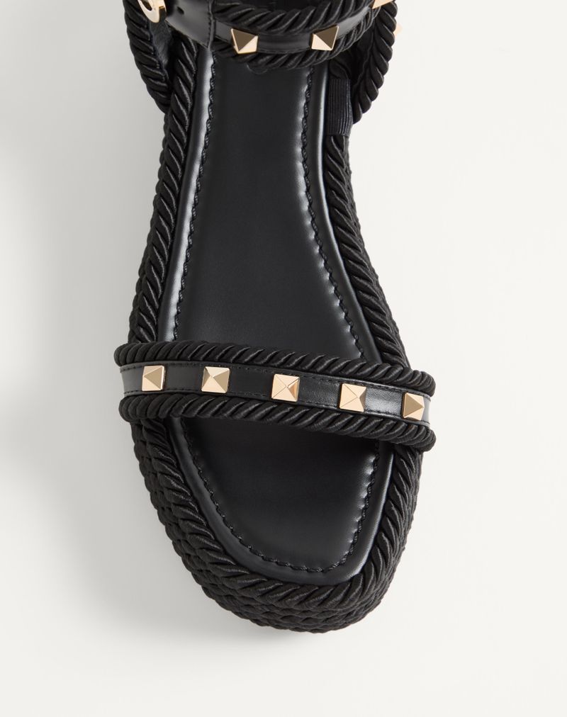Flatform Rockstud kalveskindssandal 45mm