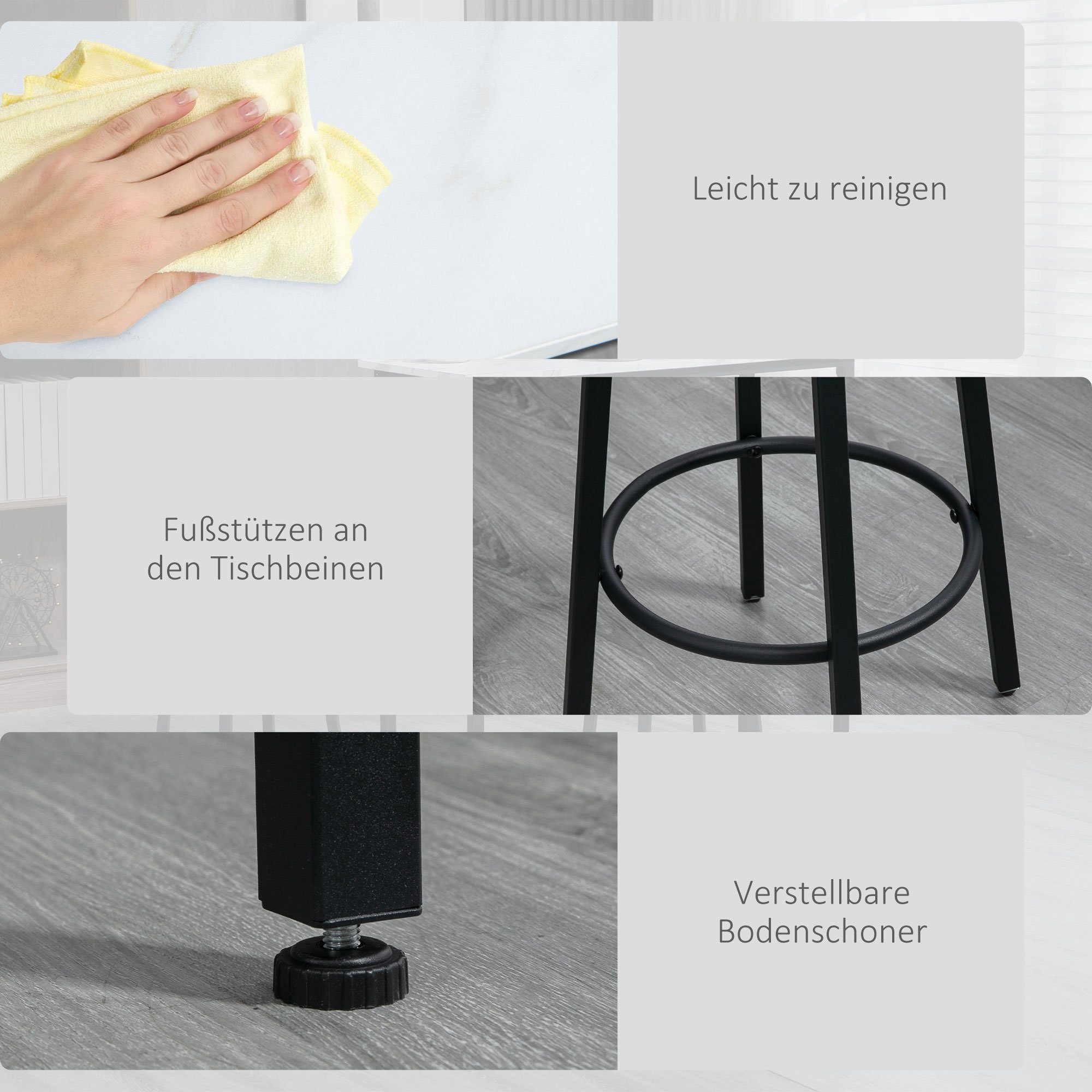HOMCOM Bargruppe Bartisch mit Barhocker Set, 3-teiliges Bartisch Set für Esszimmer, (3-tlg)