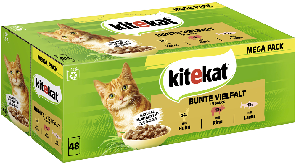 Kitekat Nassfutter Kitekat Multipack Bunte Vielfalt in Sauce 48x85 g