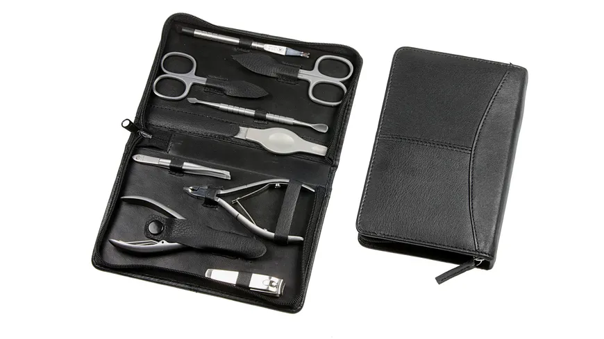 Kniebes Manicure Etui Nappa-Leder 9-teilig
