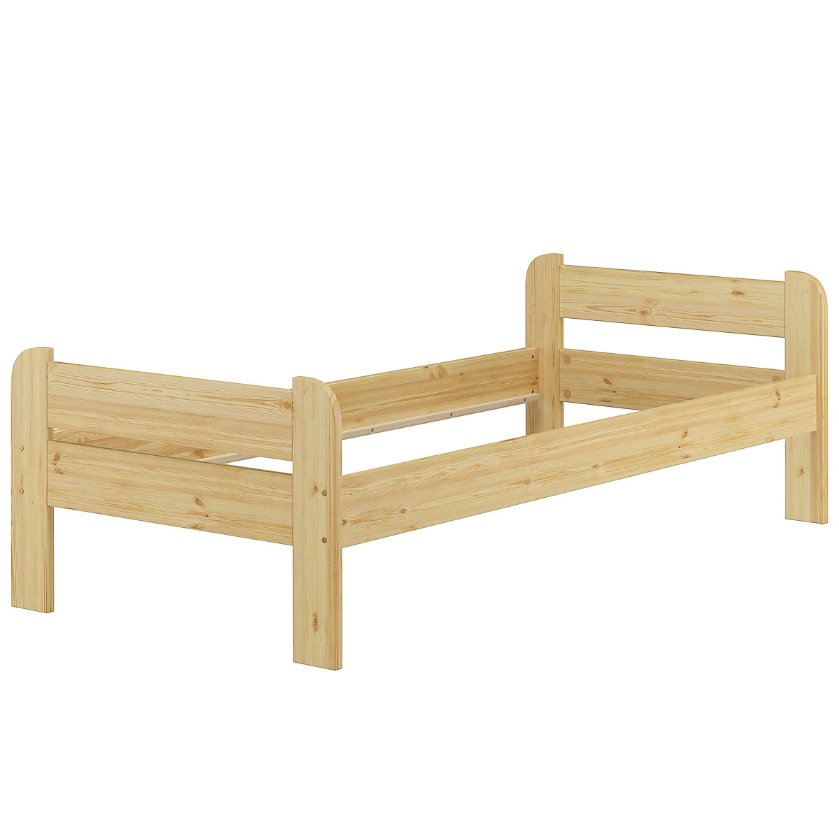 Bettgestell Kiefer Massivholz 90x200 mit Kopf- und Fußteil