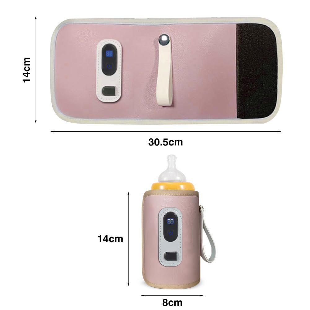 YUHRO Babyflaschenwärmer Tragbarer USB-Babyflaschenwärmer mit LCD für unterwegs., Flaschenwärmer für zu Hause, draußen, im Auto, auf Reisen