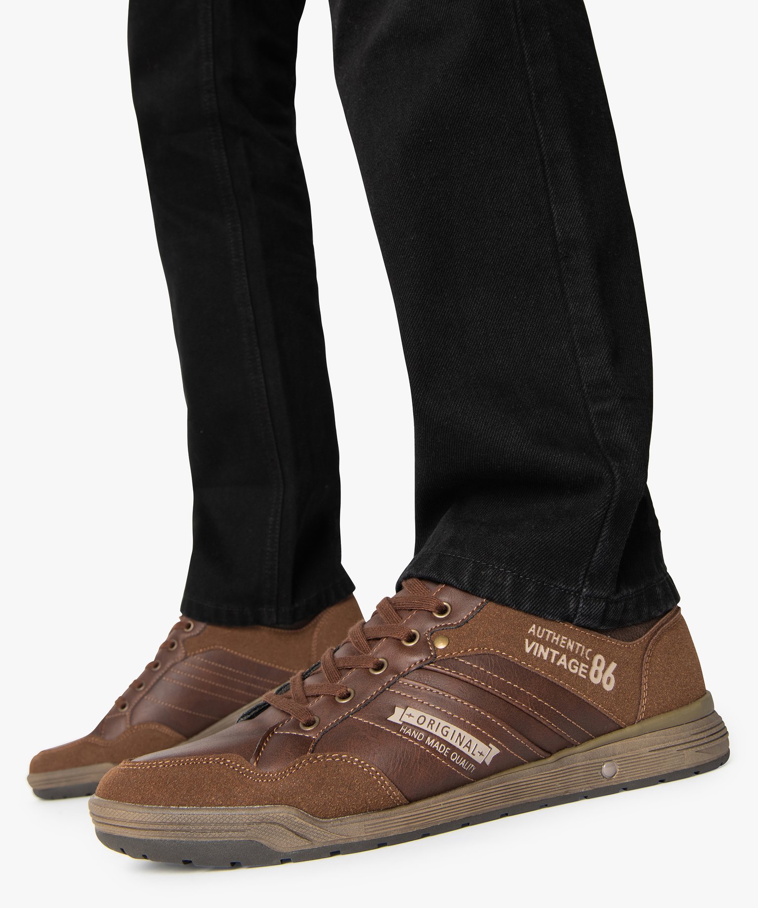 Baskets homme baskets de ville multimatières avec surpiqres camel | GEMO