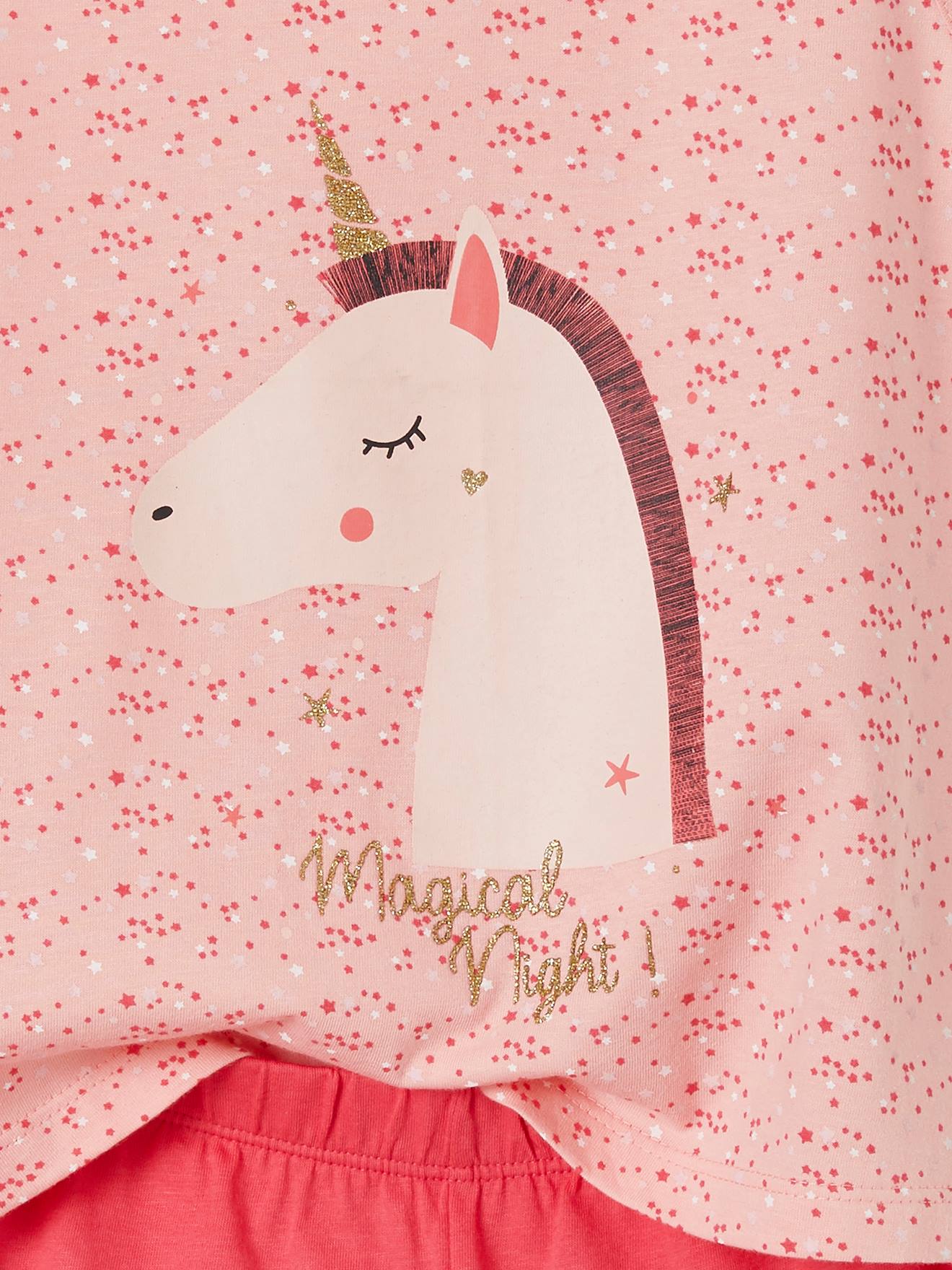 Vertbaudet 2er-Pack kurze Mädchen Schlafanzüge, Einhorn Oeko-Tex - pack rosa