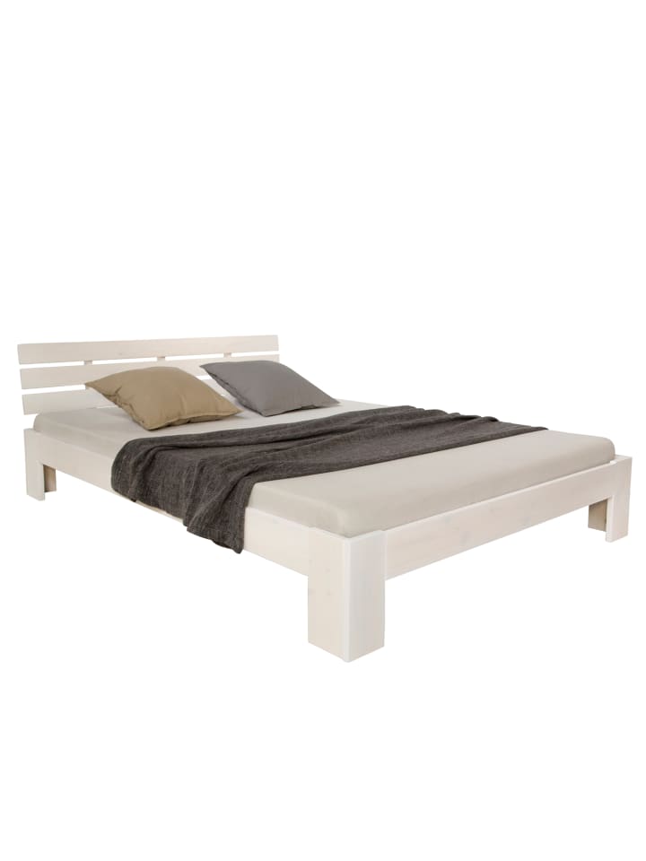Homestyle4u Holzbett 140x200 mit Lattenrost in Weiß günstig kaufen