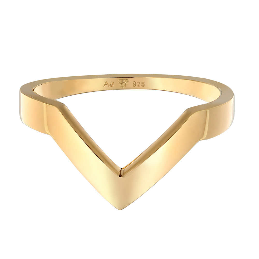 Elli PREMIUM Elli PREMIUM Bague Femmes Forme de V Géo Basique en Argent Sterling 925 Rhodié Bague