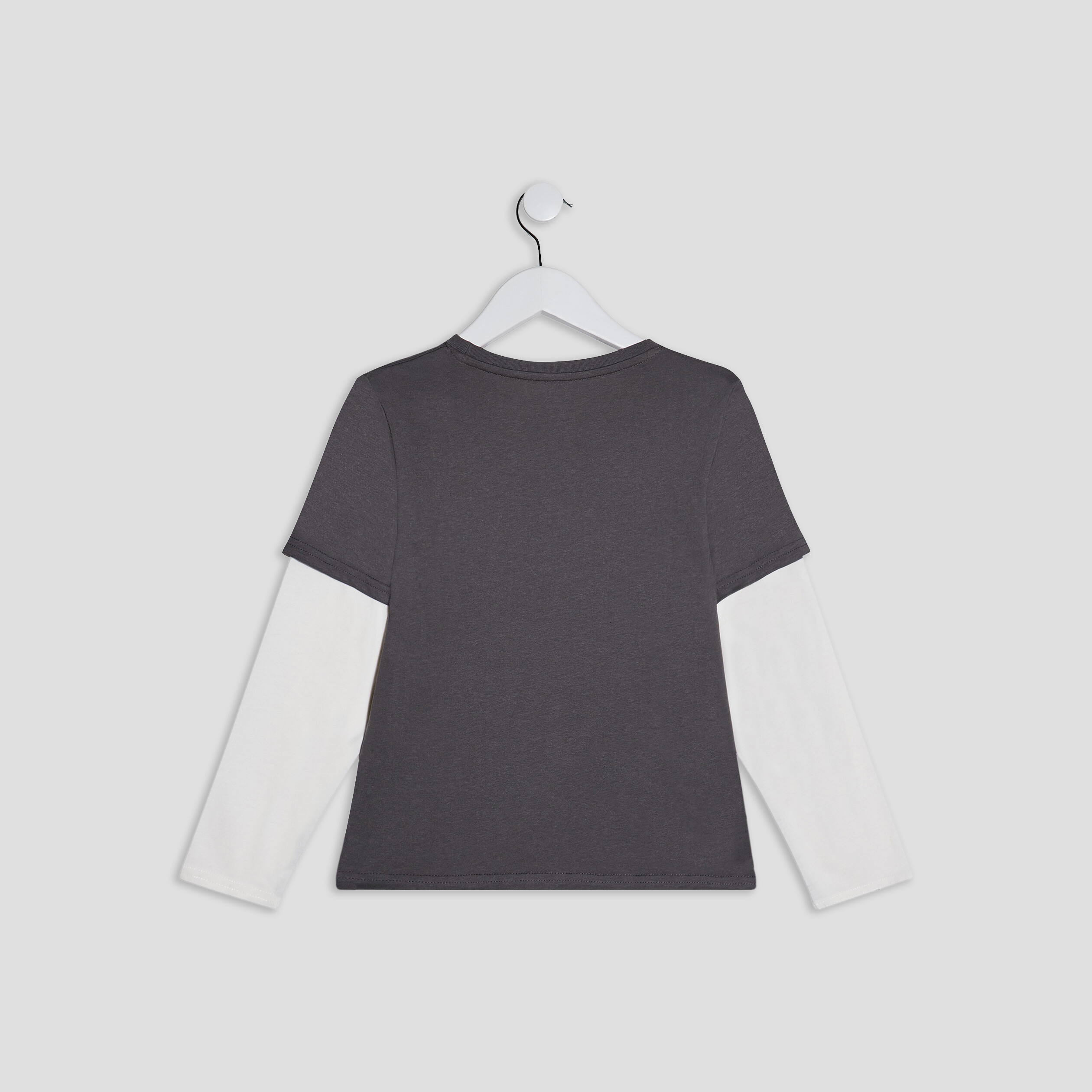 T-shirt manches longues gris foncé garçon | La Halle