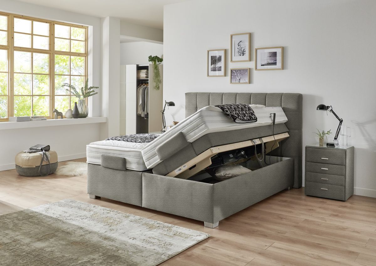 Oschmann Boxspringbett Ohio mit Motor Stone 180 x 200 cm