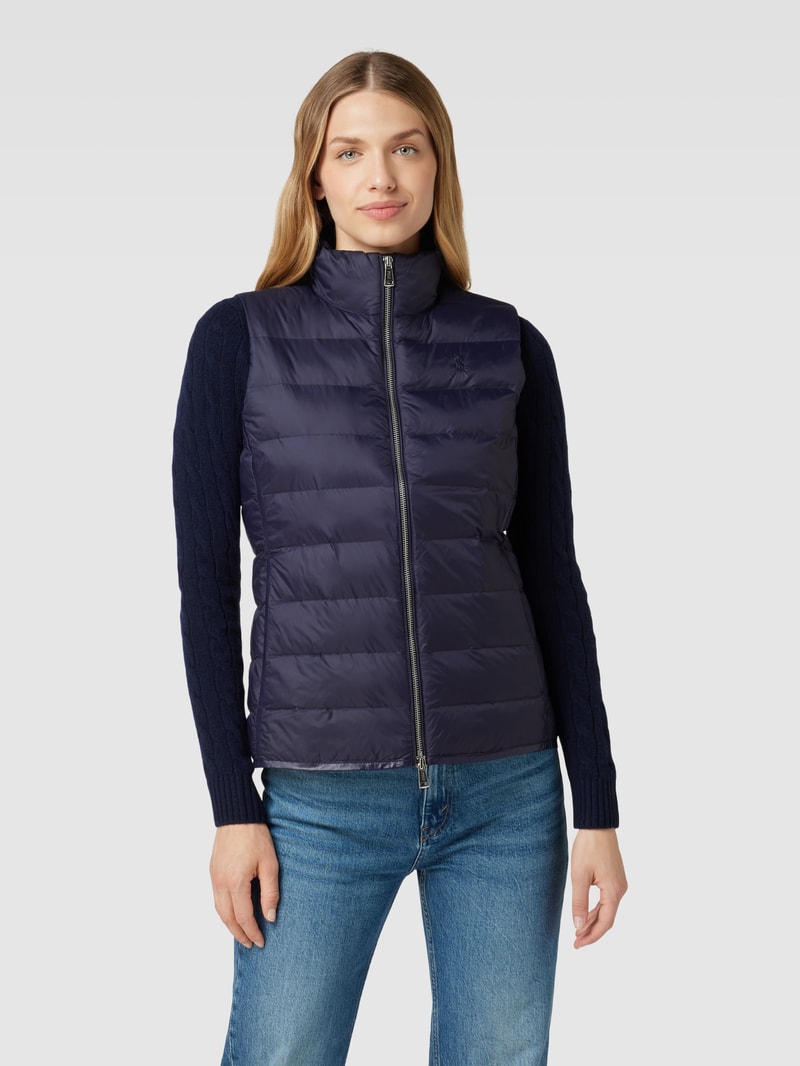 Steppweste mit Label-Stitching in marineblau