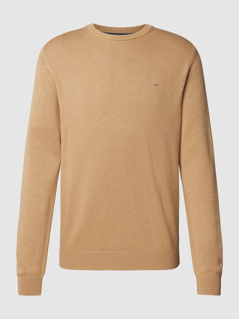 Strickpullover in melierter Optik in camel meliert