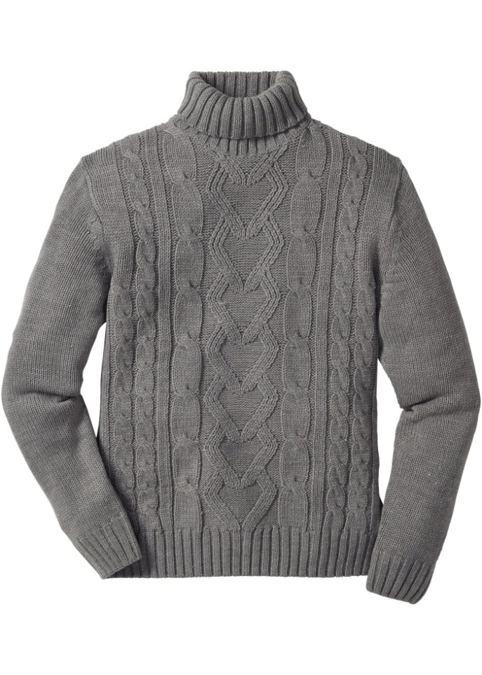 Rollkragenpullover mit Zopfmuster