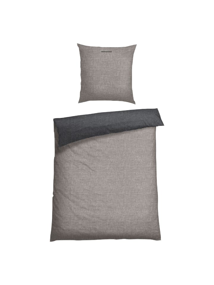 Schiesser Renforcé Bettwäscheset Doubleface in Grau-Schwarz günstig kaufen