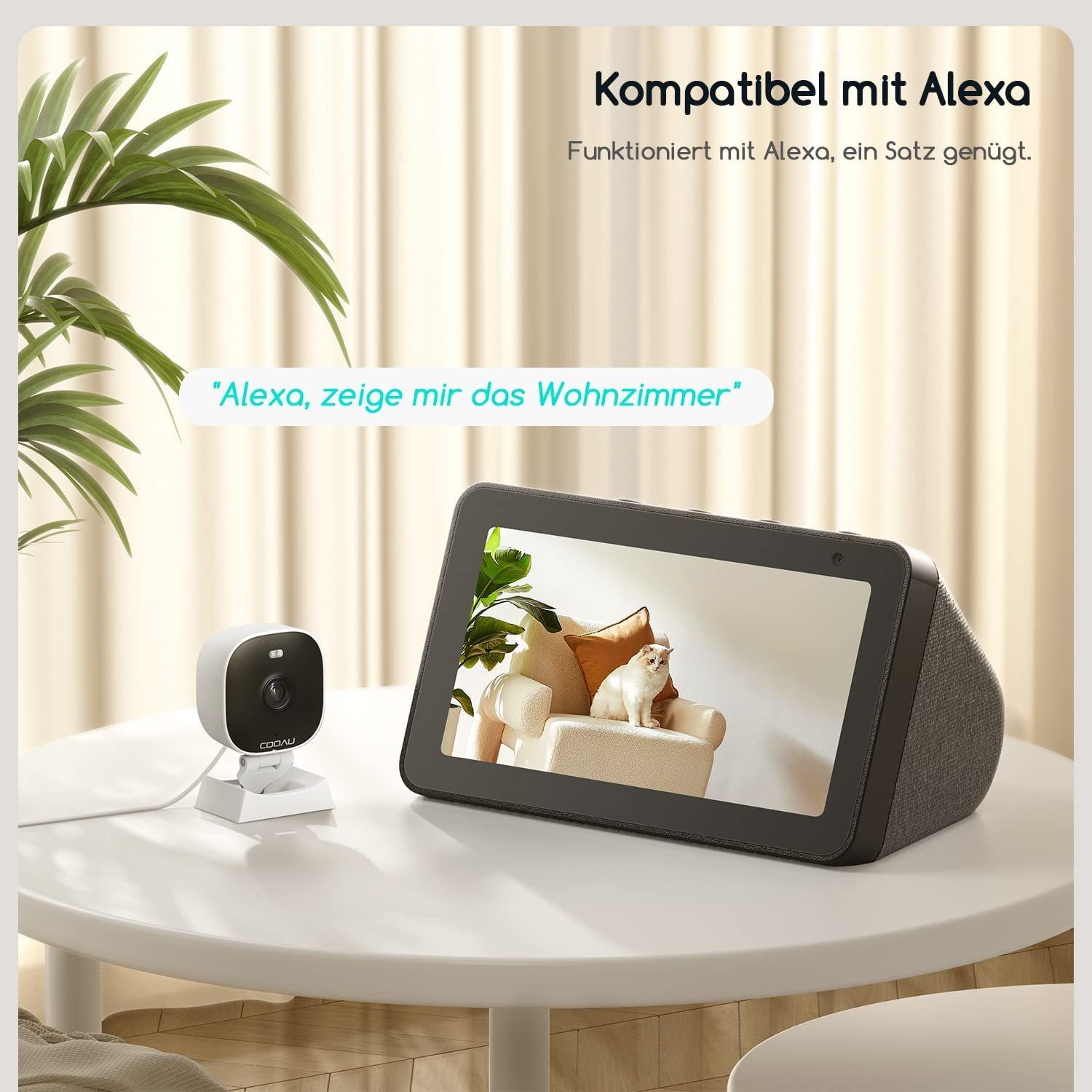 COOAU 2K Überwachungskamera Aussen WLAN,355°/90°Schwenkbar IP Kamera Outdoor Überwachungskamera (AuBenbereich, Innenbereich,Aussen,Drinnen, Wasserdicht Funktioniert,Kompatibel mit Alexa, mit Mensch Bewegungsmelder, Automatische Verfolgung,24/7 Aufnah