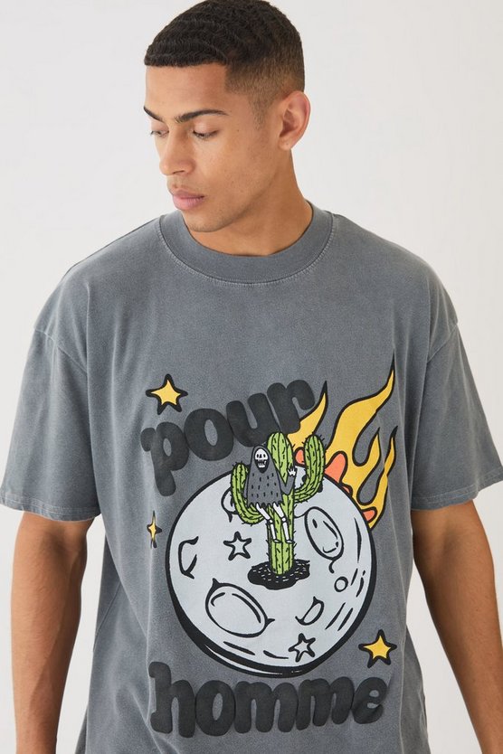 Oversize T-Shirt mit Space-Print