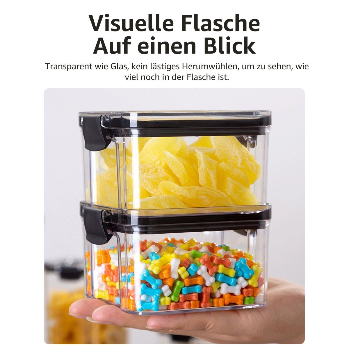 MULISOFT Vorratsdose, (460ml 900ml 1300ml 1800ml wählbar, 1-tlg., Frischhaltedosen BPA frei), Kunststoff Gewürzdosen Luftdicht Aufbewahrungsdosen Set