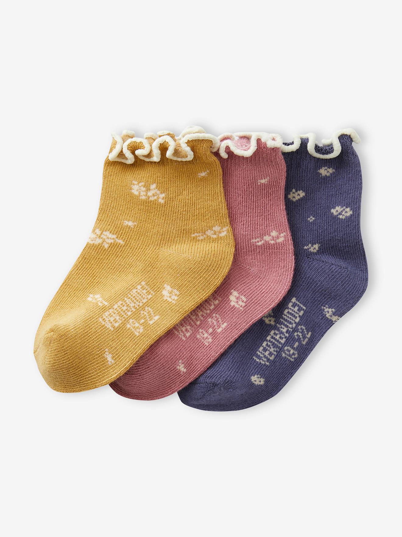 Lot de 3 paires de chaussettes à fleurs bébé fille jaune