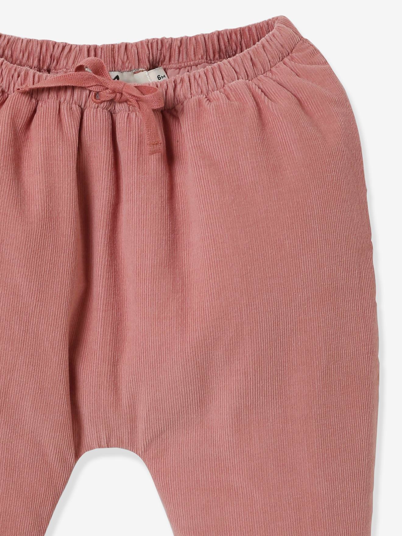 Sarouel bébé en velours CYRILLUS vieux rose