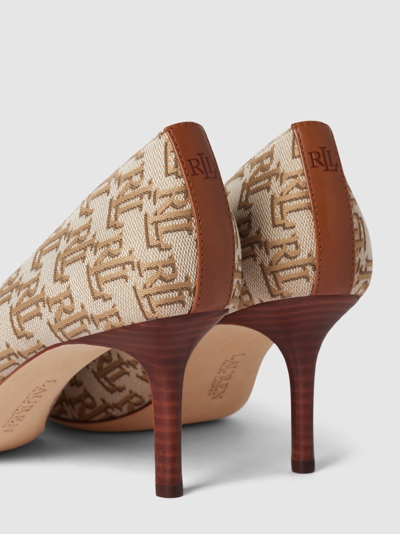 Pumps mit Label-Print Modell 'LANETTE' in olivgrün